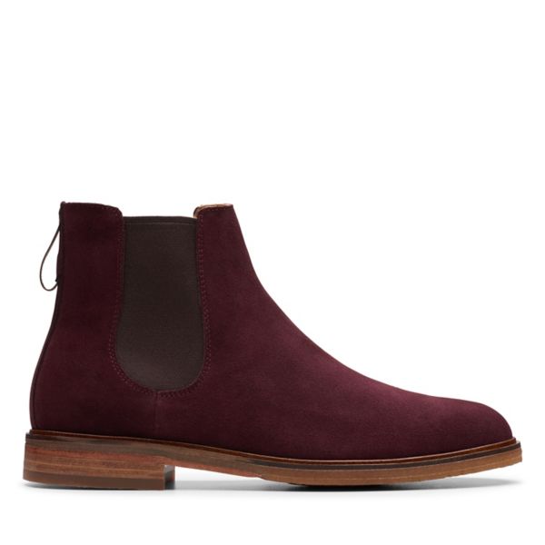 Clarks Mens Clarkdale Gobi Chelsea Boots Burgundy | UK-7246109